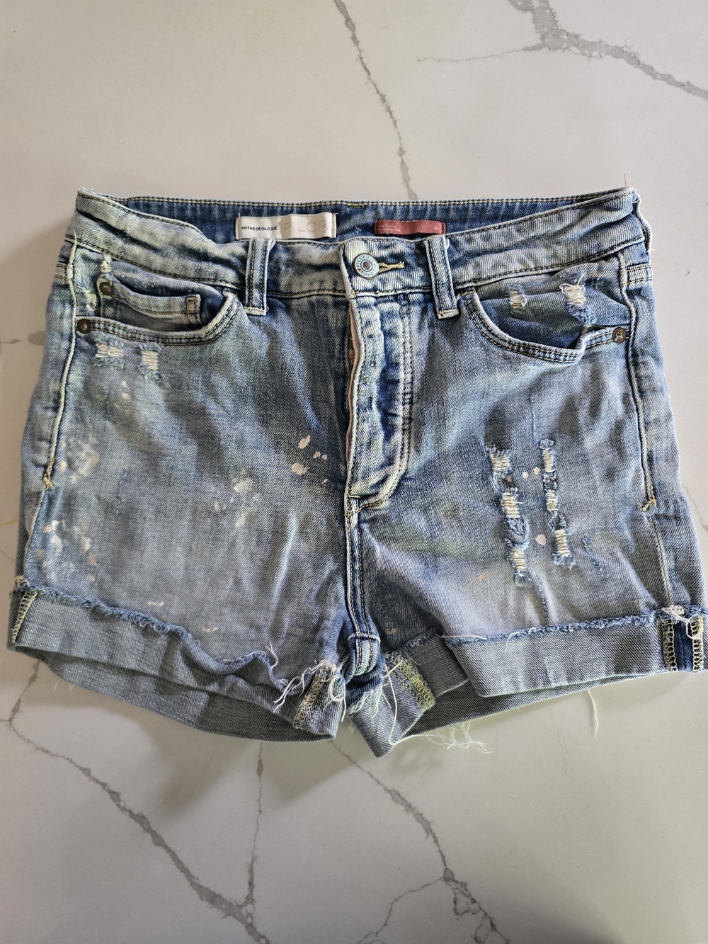 Pilcro By Anthropology Light Blue Distressed Denim Shorts Size 26